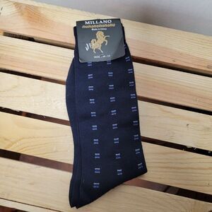Millano Men's Socks Dark Blue Small Squares - Size 10-13 NWT